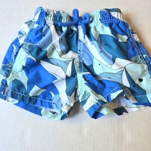 Vilebrequin Blue Shark Print Kids Swim Shorts Size 2